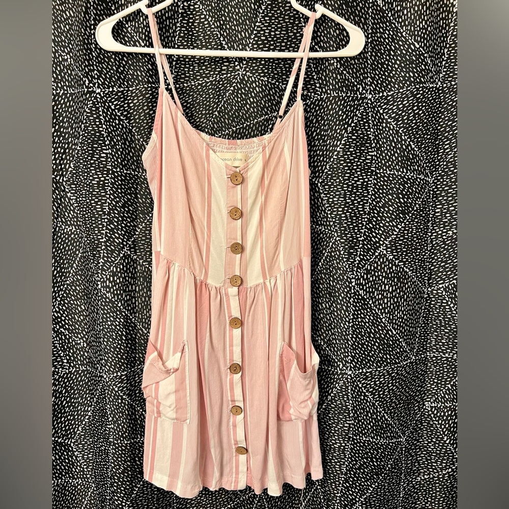 Ocean Drive pink/white striped mini dress size M (new W/O tags)